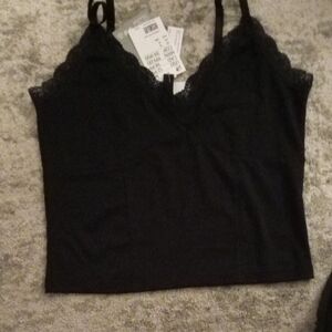 H&M Black Fitted Crop Camisole